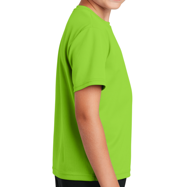 Sport Tek Youth PosiCharge ® RacerMesh® Tee, Neon Green, Right Sleeve view