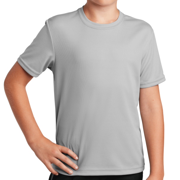 Sport Tek Youth PosiCharge ® RacerMesh® Tee, Silver, Front view