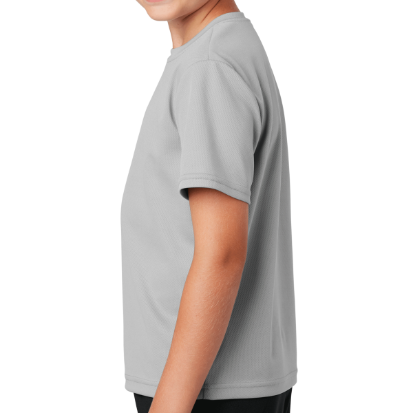 Sport Tek Youth PosiCharge ® RacerMesh® Tee, Silver, Left Sleeve view