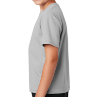 Sport Tek Youth PosiCharge ® RacerMesh® Tee, Silver, Left Sleeve view