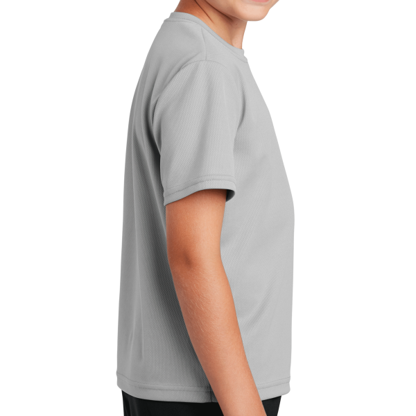 Sport Tek Youth PosiCharge ® RacerMesh® Tee, Silver, Right Sleeve view