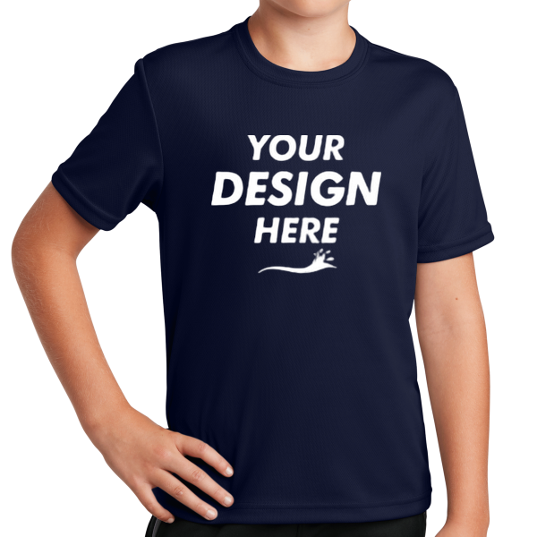 Sport Tek Youth PosiCharge ® RacerMesh® Tee, True Navy, Front view, Mockup