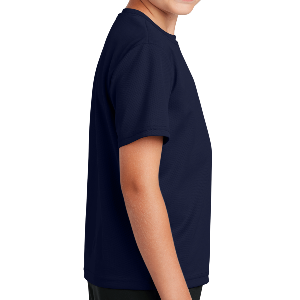 Sport Tek Youth PosiCharge ® RacerMesh® Tee, True Navy, Right Sleeve view