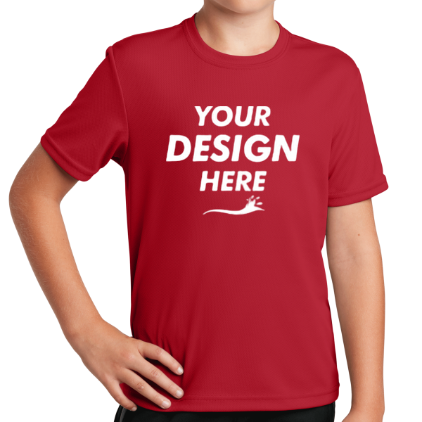 Sport Tek Youth PosiCharge ® RacerMesh® Tee, True Red, Front view, Mockup
