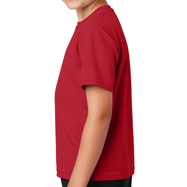 Sport Tek Youth PosiCharge ® RacerMesh® Tee, True Red, Left Sleeve view