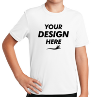 Sport Tek Youth PosiCharge ® RacerMesh® Tee, White, Front view, Mockup