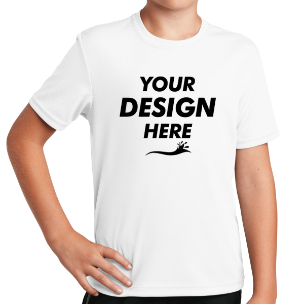 Sport Tek Youth PosiCharge ® RacerMesh® Tee, White, Front view, Mockup