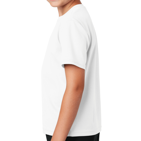 Sport Tek Youth PosiCharge ® RacerMesh® Tee, White, Left Sleeve view