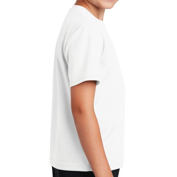 Sport Tek Youth PosiCharge ® RacerMesh® Tee, White, Right Sleeve view