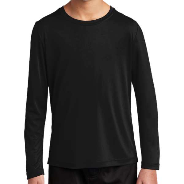 Sport Tek Youth Posi UV ® Pro Long Sleeve Tee, Black, Front view