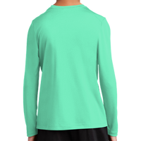 Sport Tek Youth Posi UV ® Pro Long Sleeve Tee, Bright Seafoam, Back view