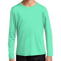 Sport Tek Youth Posi UV ® Pro Long Sleeve Tee, Bright Seafoam, Front view