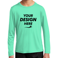 Sport Tek Youth Posi UV ® Pro Long Sleeve Tee, Bright Seafoam, Front view, Mockup