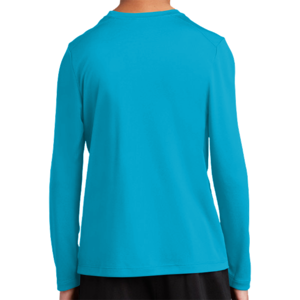 Sport Tek Youth Posi UV ® Pro Long Sleeve Tee, Sapphire, Back view