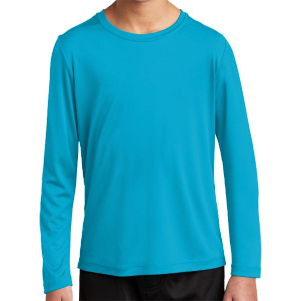 Sport Tek Youth Posi UV ® Pro Long Sleeve Tee, Sapphire, Front view