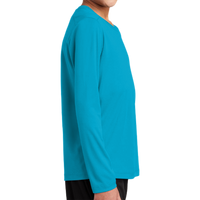 Sport Tek Youth Posi UV ® Pro Long Sleeve Tee, Sapphire, Right Sleeve view