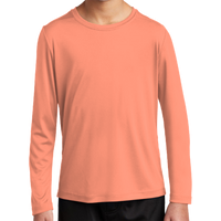 Sport Tek Youth Posi UV ® Pro Long Sleeve Tee, Soft Coral, Front view
