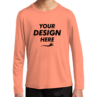 Sport Tek Youth Posi UV ® Pro Long Sleeve Tee, Soft Coral, Front view, Mockup