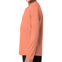 Sport Tek Youth Posi UV ® Pro Long Sleeve Tee, Soft Coral, Left Sleeve view