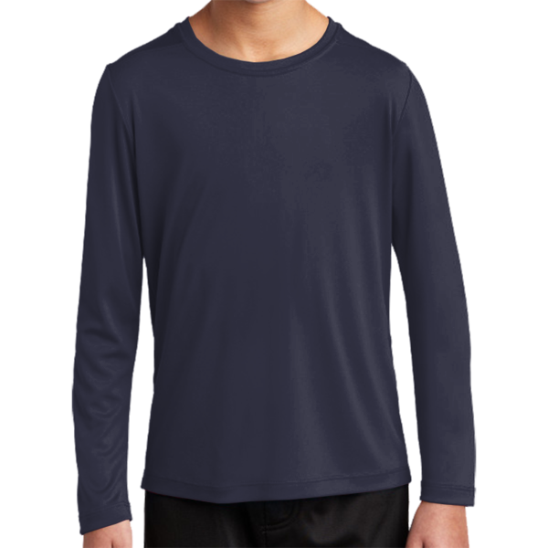Sport Tek Youth Posi UV ® Pro Long Sleeve Tee, True Navy, Front view