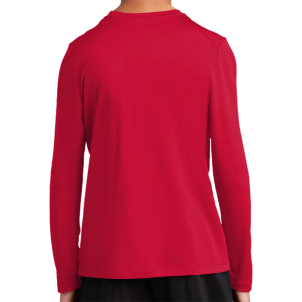 Sport Tek Youth Posi UV ® Pro Long Sleeve Tee, True Red, Back view