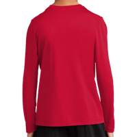Sport Tek Youth Posi UV ® Pro Long Sleeve Tee, True Red, Back view