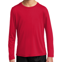 Sport Tek Youth Posi UV ® Pro Long Sleeve Tee, True Red, Front view
