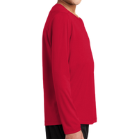 Sport Tek Youth Posi UV ® Pro Long Sleeve Tee, True Red, Right Sleeve view