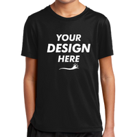 Sport Tek Youth Posi UV ® Pro Tee, Black, Front view, Mockup