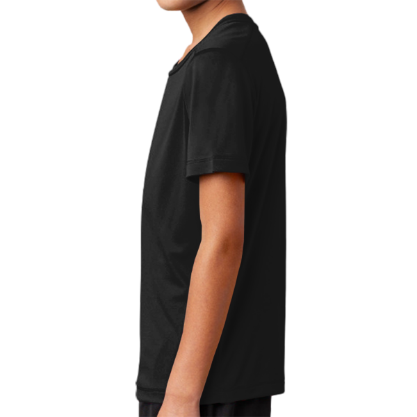 Sport Tek Youth Posi UV ® Pro Tee, Black, Left Sleeve view