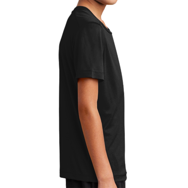 Sport Tek Youth Posi UV ® Pro Tee, Black, Right Sleeve view