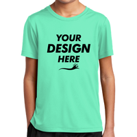 Sport Tek Youth Posi UV ® Pro Tee, Bright Seafoam, Front view, Mockup