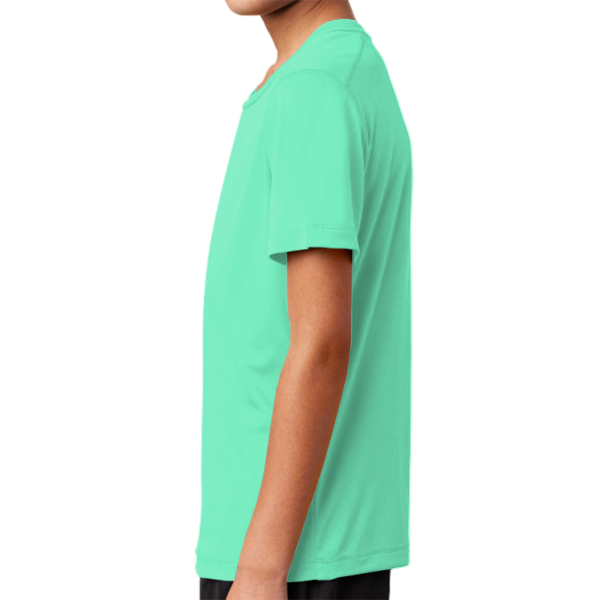 Sport Tek Youth Posi UV ® Pro Tee, Bright Seafoam, Left Sleeve view