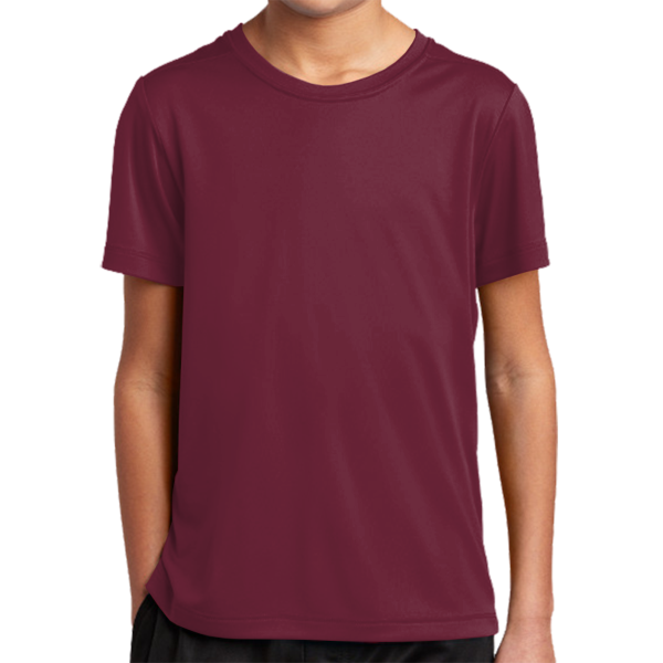 Sport Tek Youth Posi UV ® Pro Tee, Cardinal, Front view