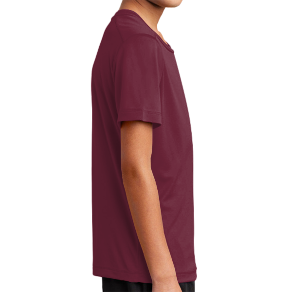 Sport Tek Youth Posi UV ® Pro Tee, Cardinal, Right Sleeve view