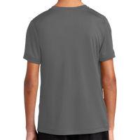Sport Tek Youth Posi UV ® Pro Tee, Dark Smoke Grey, Back view