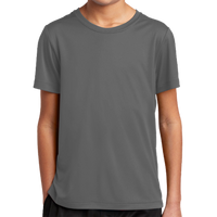 Sport Tek Youth Posi UV ® Pro Tee, Dark Smoke Grey, Front view