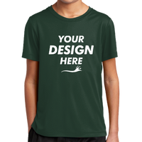 Sport Tek Youth Posi UV ® Pro Tee, Forest Green, Front view, Mockup