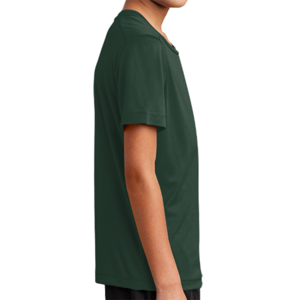 Sport Tek Youth Posi UV ® Pro Tee, Forest Green, Right Sleeve view