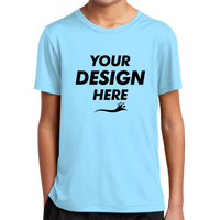Sport Tek Youth Posi UV ® Pro Tee, Light Blue, Front view, Mockup
