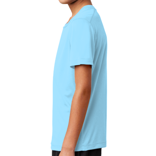 Sport Tek Youth Posi UV ® Pro Tee, Light Blue, Left Sleeve view