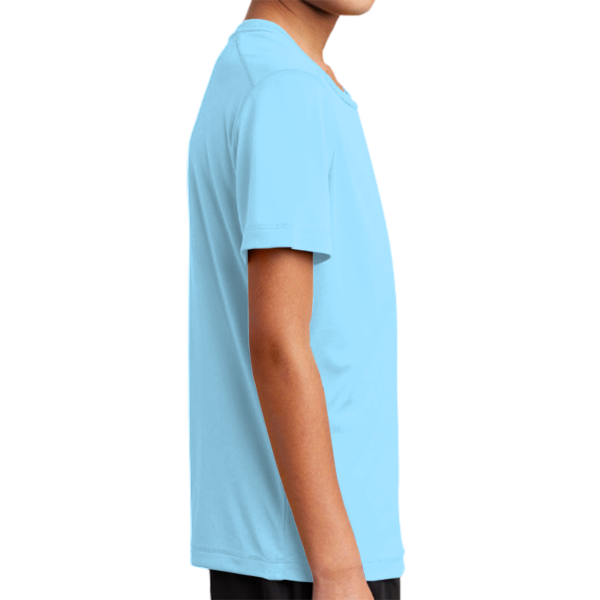 Sport Tek Youth Posi UV ® Pro Tee, Light Blue, Right Sleeve view
