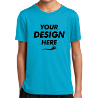 Sport Tek Youth Posi UV ® Pro Tee, Sapphire, Front view, Mockup