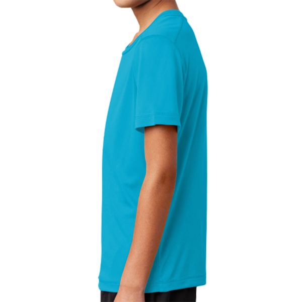 Sport Tek Youth Posi UV ® Pro Tee, Sapphire, Left Sleeve view