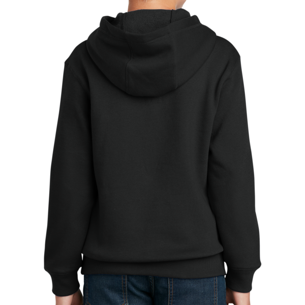 Sport Tek Youth Pullover Hooded Sweatshirt, Black, Back view