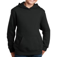 Sport Tek Youth Pullover Hooded Sweatshirt, Black, Front view