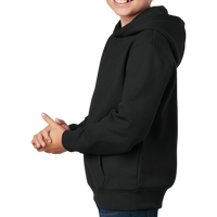 Sport Tek Youth Pullover Hooded Sweatshirt, Black, Left Sleeve view