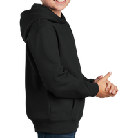 Sport Tek Youth Pullover Hooded Sweatshirt, Black, Right Sleeve view