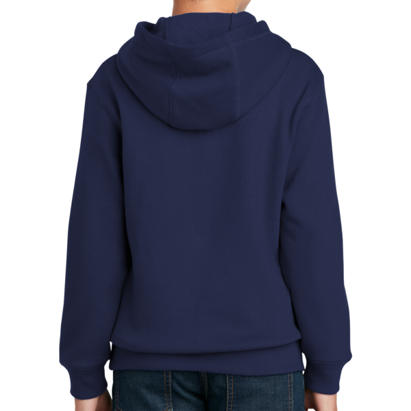 Sport Tek Youth Pullover Hooded Sweatshirt, True Navy, Back view