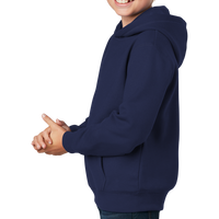 Sport Tek Youth Pullover Hooded Sweatshirt, True Navy, Left Sleeve view